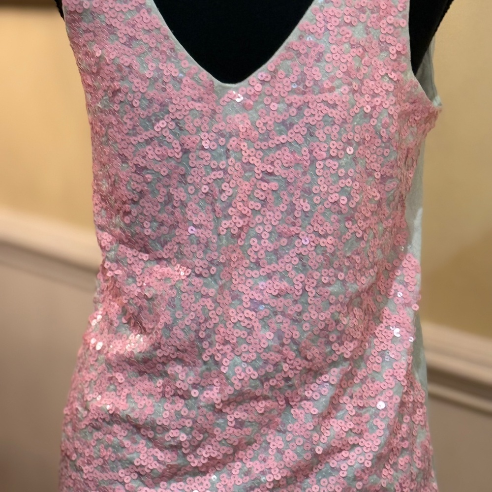 J Crew Ivory Pink Sequined Tank Size Small - Picture 3 of 7